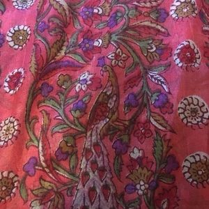 ❗️SOLD❗️Red silk scarf with bird design.